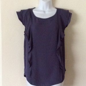 Gently used dark gray with ruffles cap sleeve top.